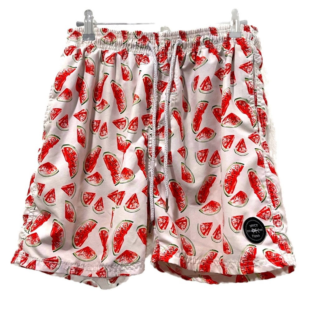 Spicy Tuna Men’s Watermelon Swim Shorts Sz S